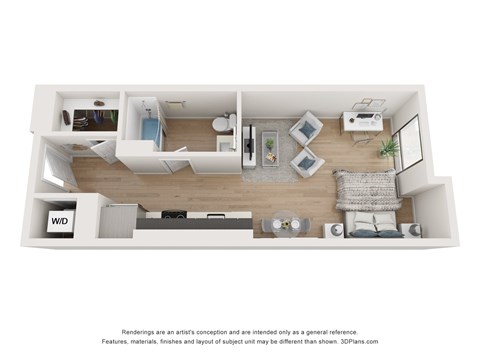 S01 studio floorplan at Star Harbor in Alameda, CA.